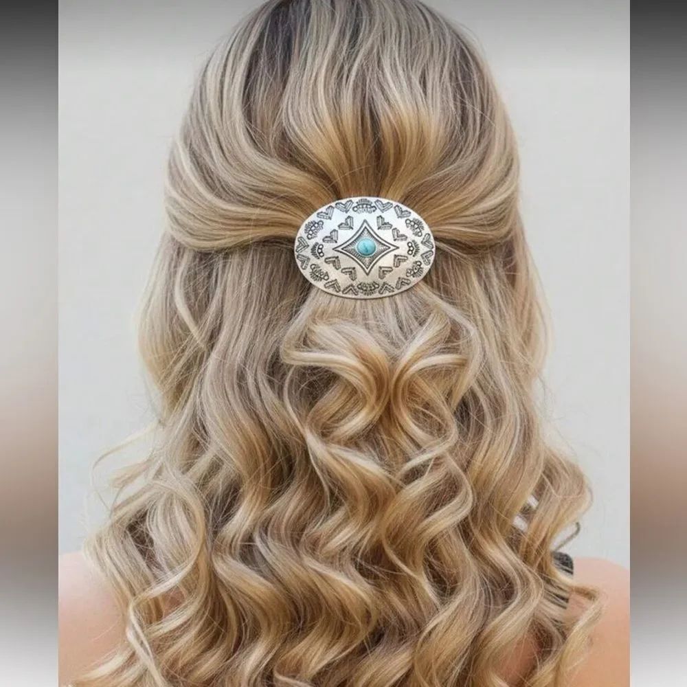 Turquoise Accent Oval hair clip A1606